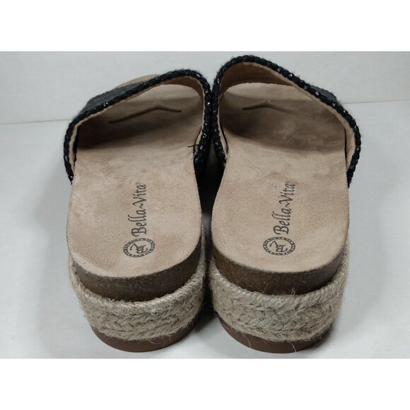 BELLA VITA Satara Women’s Size 9 W Sandals Black Espadrille Slip On Woven - Picture 4 of 8